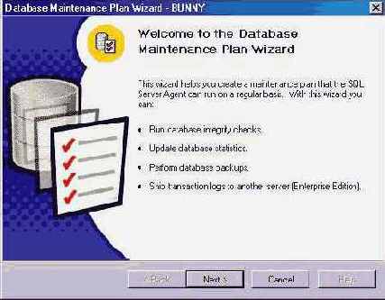   Database Maintenance Plan Wizard