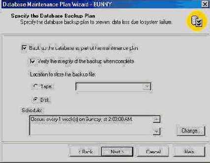   Database Maintenance Plan Wizard