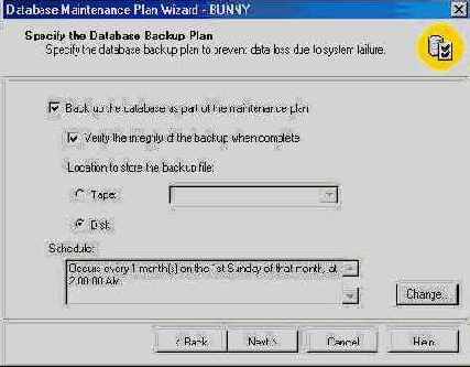   Database Maintenance Plan Wizard