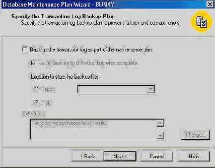   Database Maintenance Plan Wizard